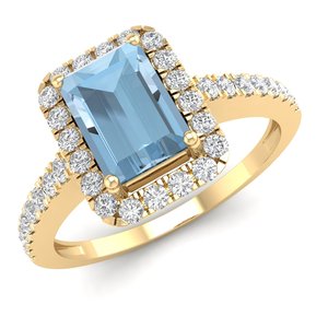 REYES prix de gros 14K 18K or aigue-marine bague de naissance pour les femmes fabricant de bagues de fiançailles en diamant bijoux fins - Product Image 2