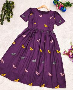 Vestido largo bohemio elegante de moda para mujer, corte holgado, línea A con mangas abullonadas en niveles, ropa informal para todos los días y vacaciones - Product Image 1