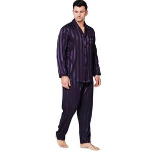 Ensembles de pyjamas pour hommes en satin de soie personnalisés Hauts de pantalons 2 pièces Pyjamas pour adultes Manches longues Satin uni pour hommes - Product Image 4