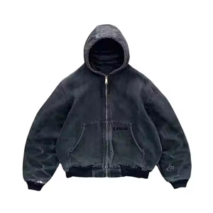 Sweat à capuche zippé ample et carré en molleton/éponge française 500 g/m², délavé à l'acide, effet vieilli, de luxe, 100 % coton, fabriqué sur mesure - Product Image 3