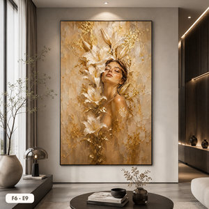 Nouvelle conception, peinture sur soie femme et fleur, modèle F6 - E9, art mural de luxe, décoration moderne pour la maison, vente en gros d'usine, fabriqué au Vietnam - Product Image 6
