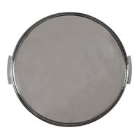 Plateau de service rond élégant en aluminium, design traditionnel, finition argentée, plateau décoratif en métal pour la maison, la cuisine et la salle à manger au meilleur prix