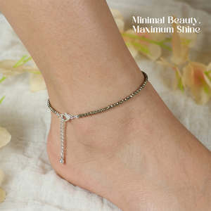 Conjunto de Tobillera y Pulsera de Pirita Natural con Cuentas Redondas de 8mm para la Riqueza, la Prosperidad, la Confianza y la Energía Positiva - Product Image 1