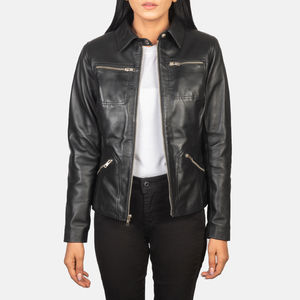 Veste en cuir classique pour femme, touche contemporaine, douceur au toucher, doublure intérieure lisse, extérieur en coton, respirante, coupe-vent, pour tous les jours - Product Image 3