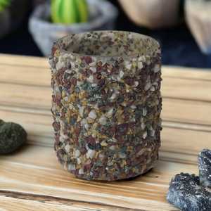 Beaux cailloux colorés avec mosaïque Home & Garden Récipients et bocaux en verre à bougie vides fabriqués à la main dans des tailles personnalisées disponibles - Product Image 5