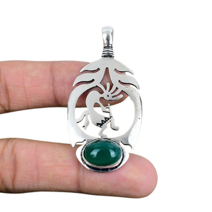 เครื่องประดับสำหรับผู้หญิงจี้เงินสไตล์โบโฮ925เครื่องประดับเงินสเตอร์ลิงสีเขียวพลอยนิลอัญมณีแฮนด์เมดของขวัญสำหรับ - Product Image 1