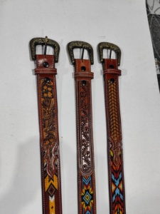 เข็มขัดลูกปัดหนังวัวสไตล์ตะวันตกเข็มขัดออกแบบลายดอกไม้สำหรับผู้ชายและผู้หญิงสินค้ามาใหม่ - Product Image 5