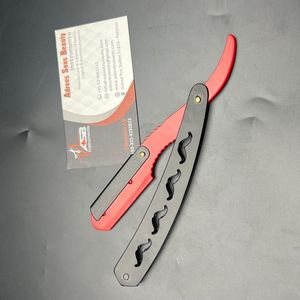 มีดโกนหนวดตรงสแตนเลสสีดำแดงใบมีดเดี่ยวแบบเปลี่ยนได้ - Product Image 3