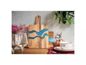 Tabla de cortar de madera de olivo natural y epoxi de resina hecha a mano de primera calidad, tabla de cortar de cocina multiusos de tamaño personalizado colorido - Product Image 4