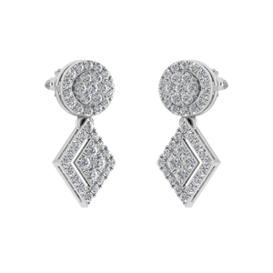 สตั๊ดเพชรโมอิส950แพลทินัมสำหรับผู้หญิงสตั๊ดได้รับการรับรองว่าเป็นก้อนรัศมีคู่รูปเรขาคณิต - Product Image 3