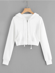 Sudaderas con capucha de manga larga para mujer con logotipo personalizado al por mayor, sudadera con capucha y bolsillo con cremallera y cordón - Product Image 3