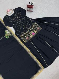 Conjunto de Lehenga bordado de seda crepé de diseñador Dupatta con trabajo de cuentas Salwar cosido listo para ropa de fiesta de mujer Tallas M XXL - Product Image 5