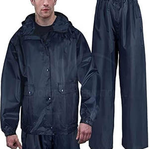 Traje de lluvia transpirable cómodo personalizado con cremallera en el pecho sostenible e impermeable para impresión de logotipo frontal - Product Image 4