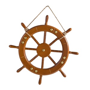 Rueda de barco de latón de madera pulida de diseñador de Venta caliente decoración de pared rueda de barco de madera Náutica de Ambience Lifestyle - Product Image 1