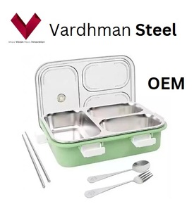 Boîte à lunch portable en acier inoxydable avec couvercle isolé, sûre et anti-poussière, rangement pour étudiants pour le stockage des aliments - Product Image 4