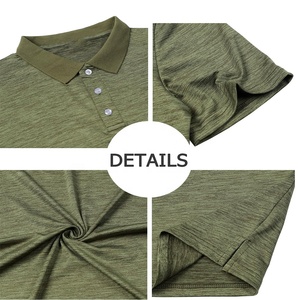 เสื้อโปโลกอล์ฟผู้ชายแห้งเร็วระบายอากาศได้ดี4ทางสำหรับเสื้อแขนสั้นสีทึบใหม่ผ้าสแปนเด็กซ์โพลีเอสเตอร์ - Product Image 5