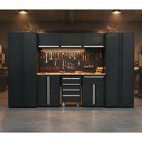 Armoire de rangement d'outils de garage industrielle en acier SPCC de 3,3 m avec plan de travail, panneau perforé et tiroirs verrouillables, personnalisable OEM ODM