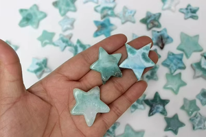 Vente en gros Lot en vrac de cabochons de pierres précieuses en cristal véritable Larimar naturel Design d'étoiles Bijoux en pierre polie Pierres précieuses en vrac - Product Image 3