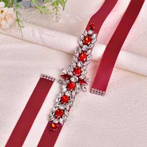 Cinturón Ajustable con Pedrería Borgoña Bridella BS191R para Bodas, Bailes de Graduación y Eventos Formales - Product Image 3