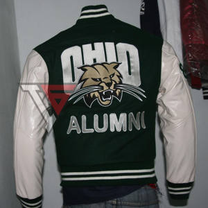 Chaqueta Bomber Informal para Hombre con Logotipo Personalizado, Chaqueta Bomber de Lana, Mangas de Cuero, Chenille, Bordado de Letras, Parches de Secado Rápido, OEM, Invierno - Product Image 4