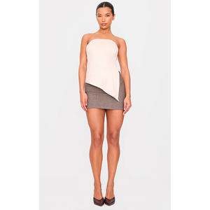 Haut de gamme sur demande OEM ODM vêtements personnalisés de créateurs pour femmes OEM bandeau à ourlet asymétrique en faux daim haut de la fabrication en gros - Product Image 3