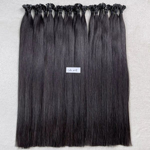 # 1B Extensiones de cabello de punta plana negra natural 100g Extensiones de cabello de punta de queratina plana de cabello humano vietnamita Virgen sin procesar - Product Image 1