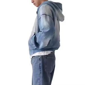 Heavyweight Knitted 100% Cotton Solid Zipper-Up Winter Hoodie Regular Fit OEM Service - Product Image 5
