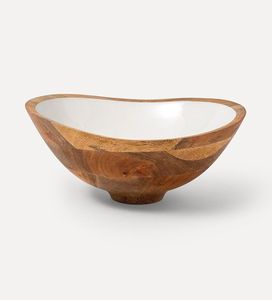 Cuenco para servir hecho a mano de madera de mango esmaltado rosa, utensilios de cocina rústicos, cuenco decorativo para ensalada y fruta - Product Image 4