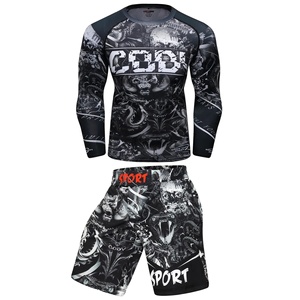 ชุดกีฬา MMA 2ชิ้นสำหรับผู้ชายรวมทั้ง rashguard และกางเกงขาสั้นสำหรับมวยไทย BJJ คิกบ็อกซิ่งยิม2025เทรนนิ่ง - Product Image 5