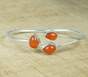 925 argent Sterling naturel excellente qualité rouge cornaline pierre précieuse à la main concepteur réglable bracelet pour les femmes personnaliser - Product Image 2