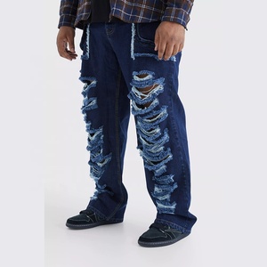 Estilo europeo y americano High Street nueva tendencia American hip hop pantalones desgastados pantalones vaqueros estampados pantalones de hombre - Product Image 4
