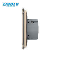 Interrupteur intelligent pour rideaux LIVOLO Matter 2-Gang |   Panneau en verre doré de luxe |   Plaque murale tactile pour volet roulant EU 80 mm compatible Apple HomeKit