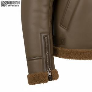 Nouvel arrivage de blouson bombardier de moto d'hiver en fourrure de cuir véritable de haute qualité pour hommes logo avant respirant - Product Image 3