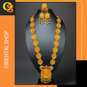 Acheter Collier boucles d'oreilles bague ensemble avec 22Ct plaqué or conception unique collier boucles d'oreilles bague ensemble pour les femmes porter des bijoux - Product Image 2