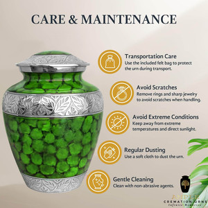 โกศใส่เถ้ากระดูกแบบยุโรป สีเขียว เป็นมิตรกับสิ่งแวดล้อม ทนทาน ปรับแต่งได้ ทำด้วยมือ ขนาด 10 นิ้ว ความจุ 220 คิวบิกอินช์ - Product Image 5