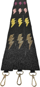 Handmade seed Beaded <b>Bag</b> <b>Strap</b> with Colorful Lightning Bolt Design Adjustable Shoulder Crossbody <b>Replacement</b> - Product Image 4