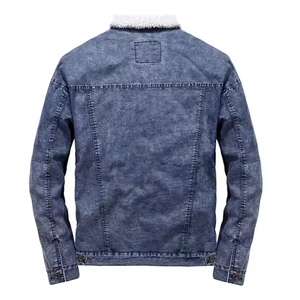 Veste en jean décontractée pour homme, mode automne, design de haute qualité, col doublé de fourrure, matière respirante et à séchage rapide - Product Image 2
