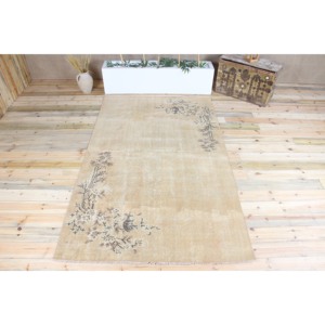 Tapis turc vintage, grand tapis de 5,1 x 8,3 pieds, tapis floral brun bronze - Product Image 1