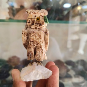 Exclusif fabriqué à la main en cristal pierre hibou oiseau sculpture puissante amour paire charme finement sculpté oiseaux expose le fard à joues - Product Image 6
