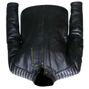 Écussons de broderie personnalisés pour hommes Bomber imperméable en cuir de haute qualité Veste en cuir véritable de rue classique - Product Image 4