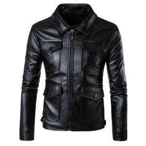 Elegante chaqueta de cuero para hombre Slim Fit manga larga cómoda ropa de abrigo informal con cierre de cremallera para Otoño Invierno desgaste - Product Image 6
