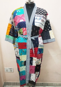 Kantha Patchwork Kimono Dress for Women's Sleepwear Wholesale Indian Handmade Cotton <b>Cardigan</b> Beach Wear Kimono Manufacturer's - Product Image 2