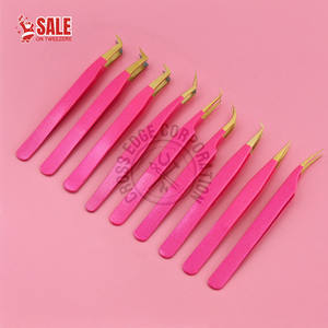 Pinza profesional para extensión de pestañas con punta de fibra, pinza de volumen de 90 grados, pinza de aislamiento de acero inoxidable con agarre de diamante - Product Image 1