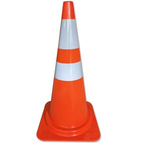 Cône de signalisation routière en PVC flexible de 75 cm, blanc réfléchissant, matériau rouge, pour la sécurité routière - Product Image 1