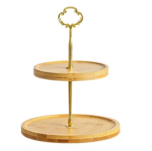 Fancy <b>Cake</b> <b>Stand</b> for Wedding Decoration Acacia Wood Natural Finished 2 <b>Tier</b> <b>Cake</b> <b>Stand</b> with Metal at reasonable price - Product Image 3