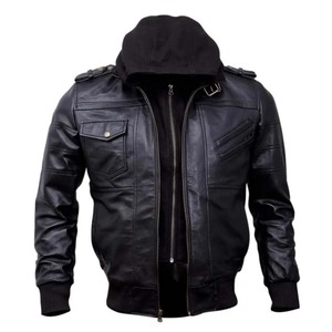 Winter <b>Leather</b> Jacket with Stand Collar Zipper Closure <b>High</b> Street Style Customizable Price for Men - Product Image 1