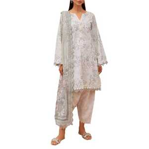 ปากีสถานชุดเดรส3ชิ้นแบบไม่มีตะเข็บสำหรับผู้หญิงชุดปาร์ตี้แบบลำลองผ้าลินิน - Product Image 1