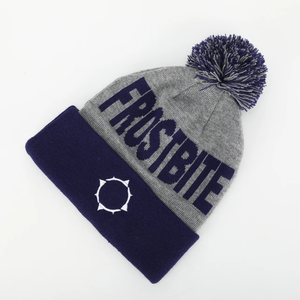 Venta al por mayor OEM personalizado cráneo de punto Slouch Bobble sombrero de esquí cálido invierno gorra acrílico Jacquard bordado Logo Pom Beanie - Product Image 1
