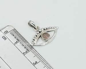 Pendentif en argent sterling massif 925 rose quartz rose oeil style janvier mois pierre de naissance - Product Image 4