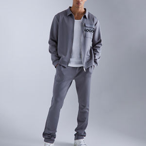 Conjunto Deportivo Personalizado al por Mayor, con Bloques de Color, Cremallera, Algodón, Estilo Holgado, Sudadera con Capucha y Pantalones Deportivos para Hombre - Product Image 1